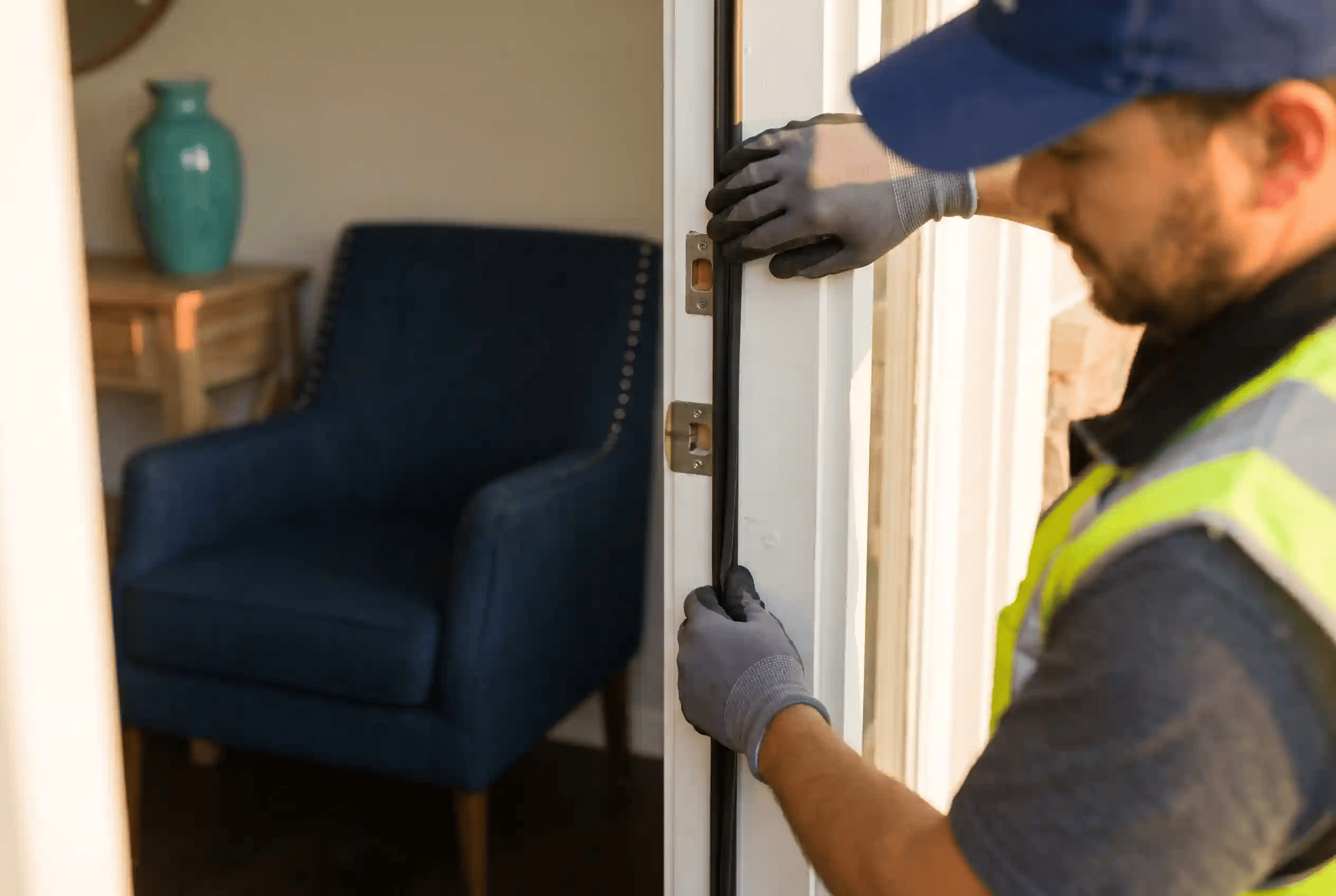 Handyman performing seasonal home maintenance