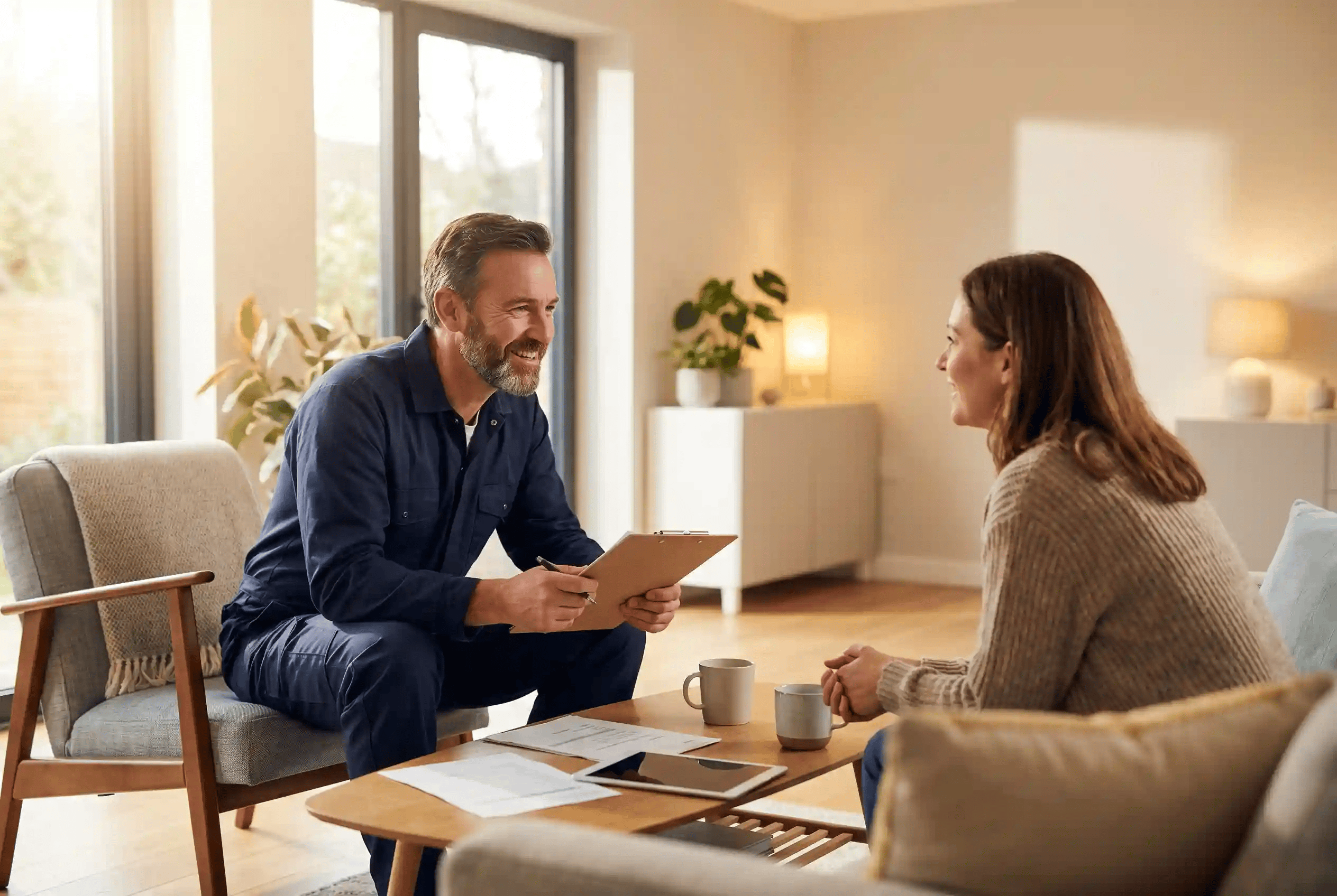 Handyman assessing a home repair need