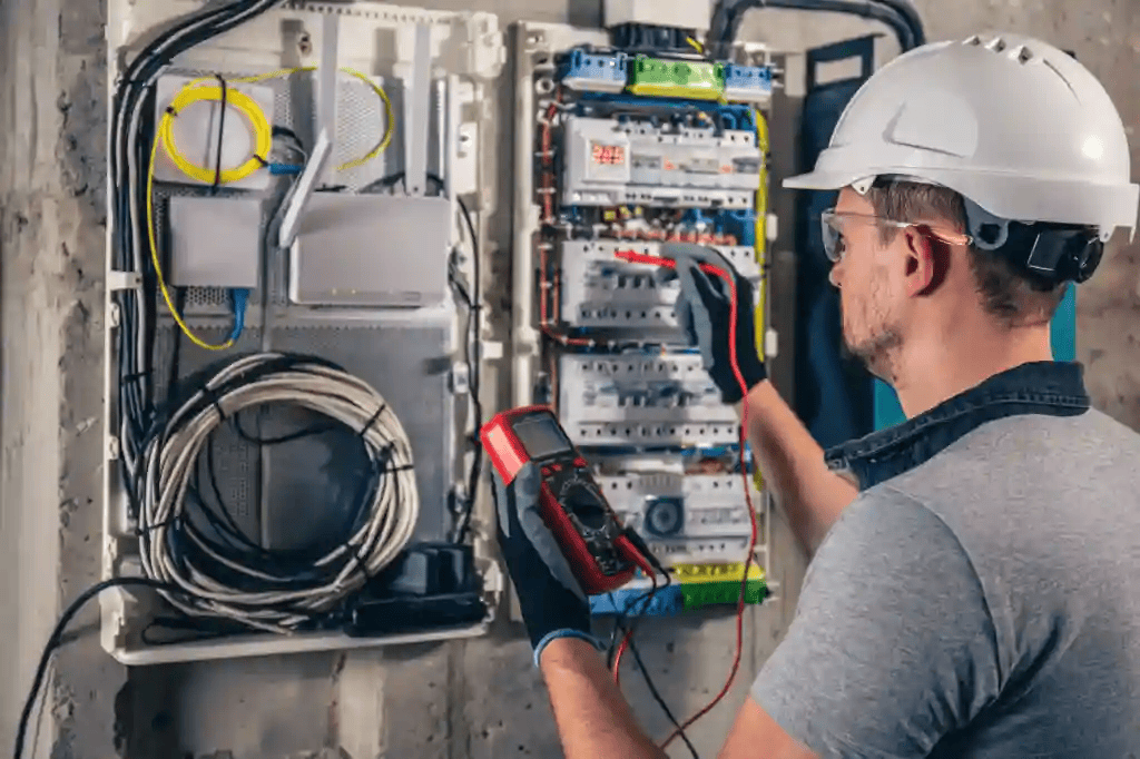 Electrician diagnosing an electrical problem in a home