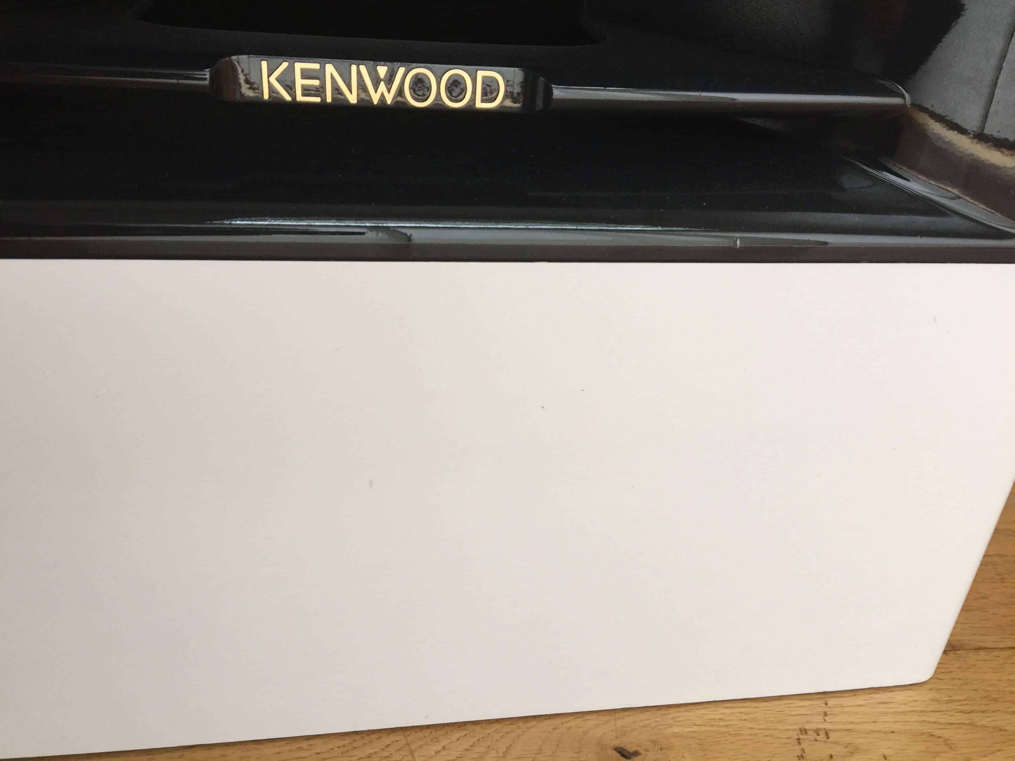 Kenwood speaker cabinet with fresh veneer and stain drying before reassembly