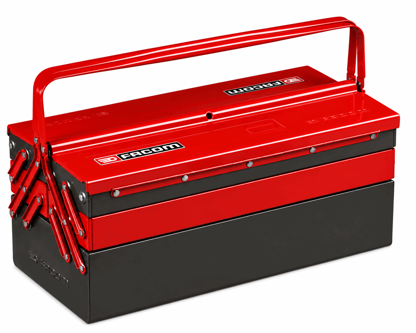 Custom foam insert cut to fit Facom toolbox drawer showing tool outlines and cutouts