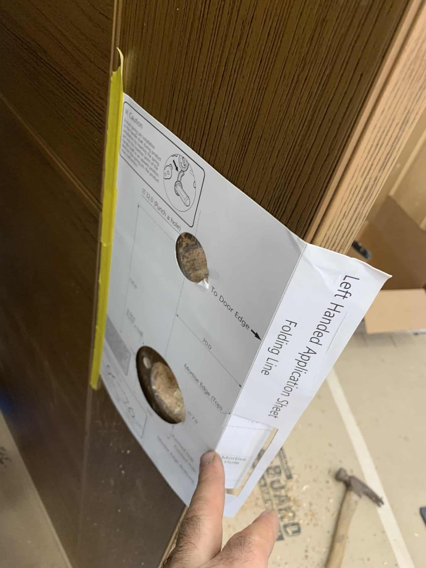 Instruction sheet for left hand application of solid line in woodworking.