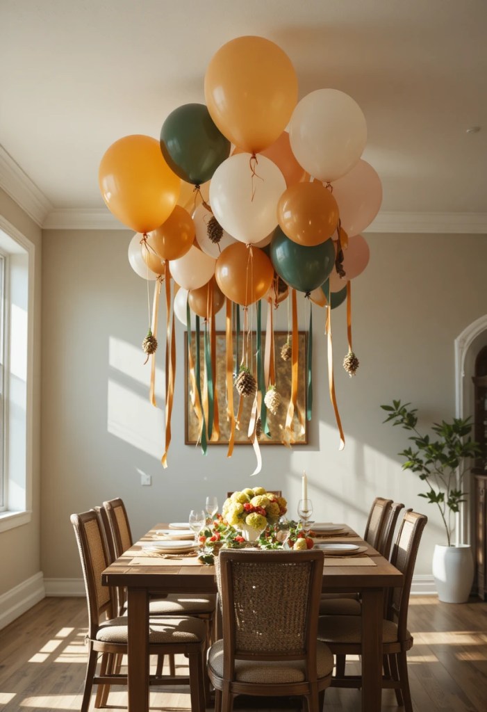 Floating Ceiling Balloons with Ribbon Tails