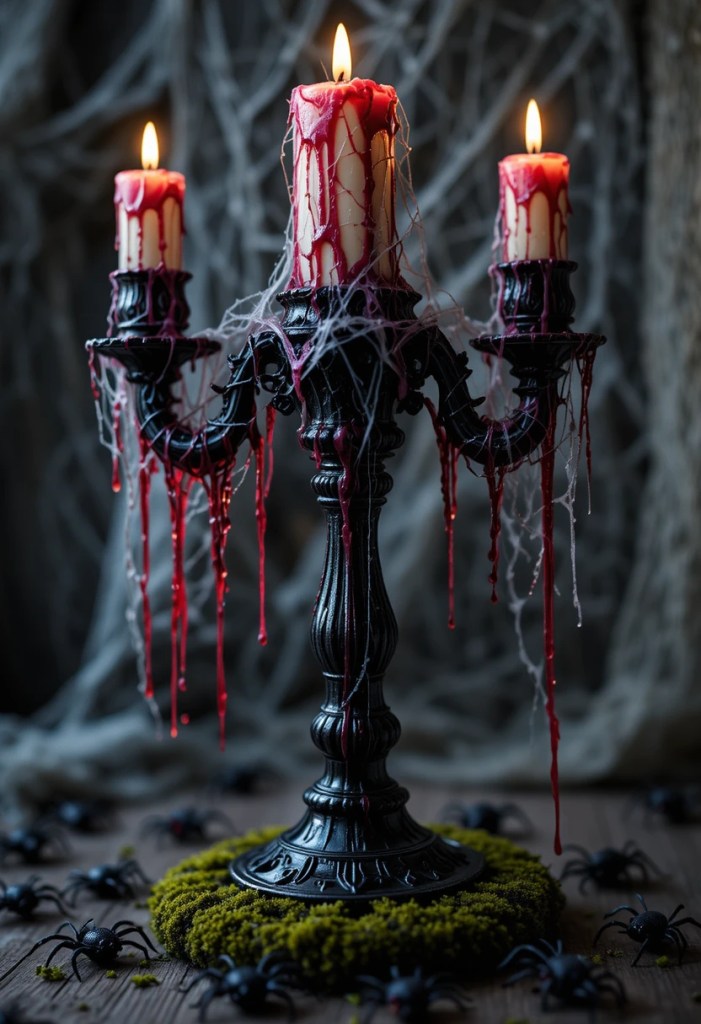 Haunted Candelabra with Dripping Wax