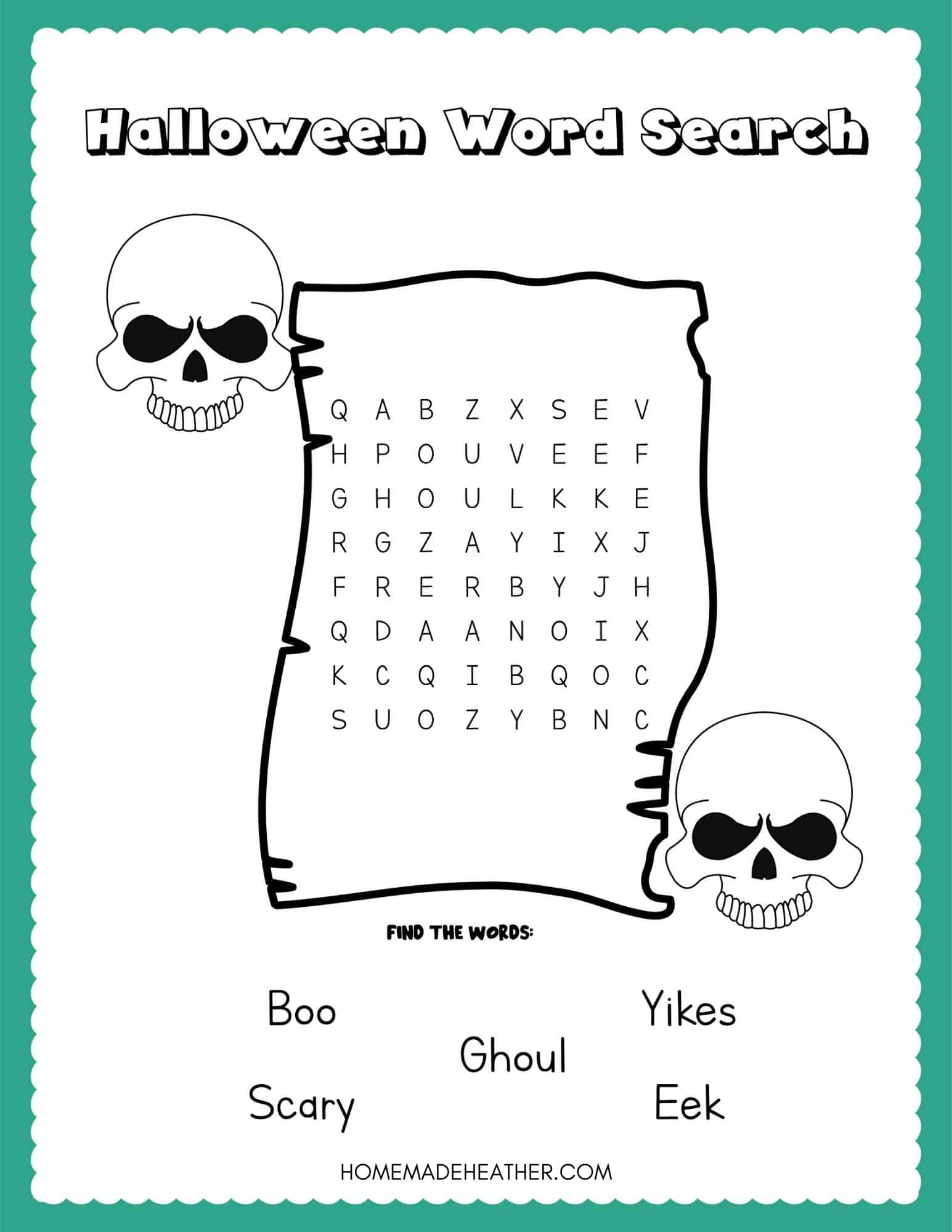 Free Halloween Word Search Printables » Homemade Heather
