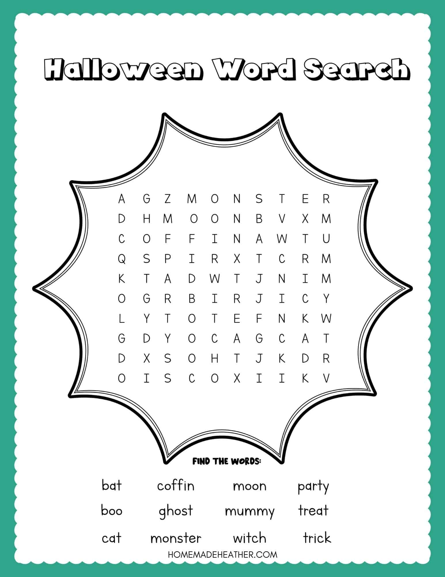 Free Halloween Word Search Printables » Homemade Heather