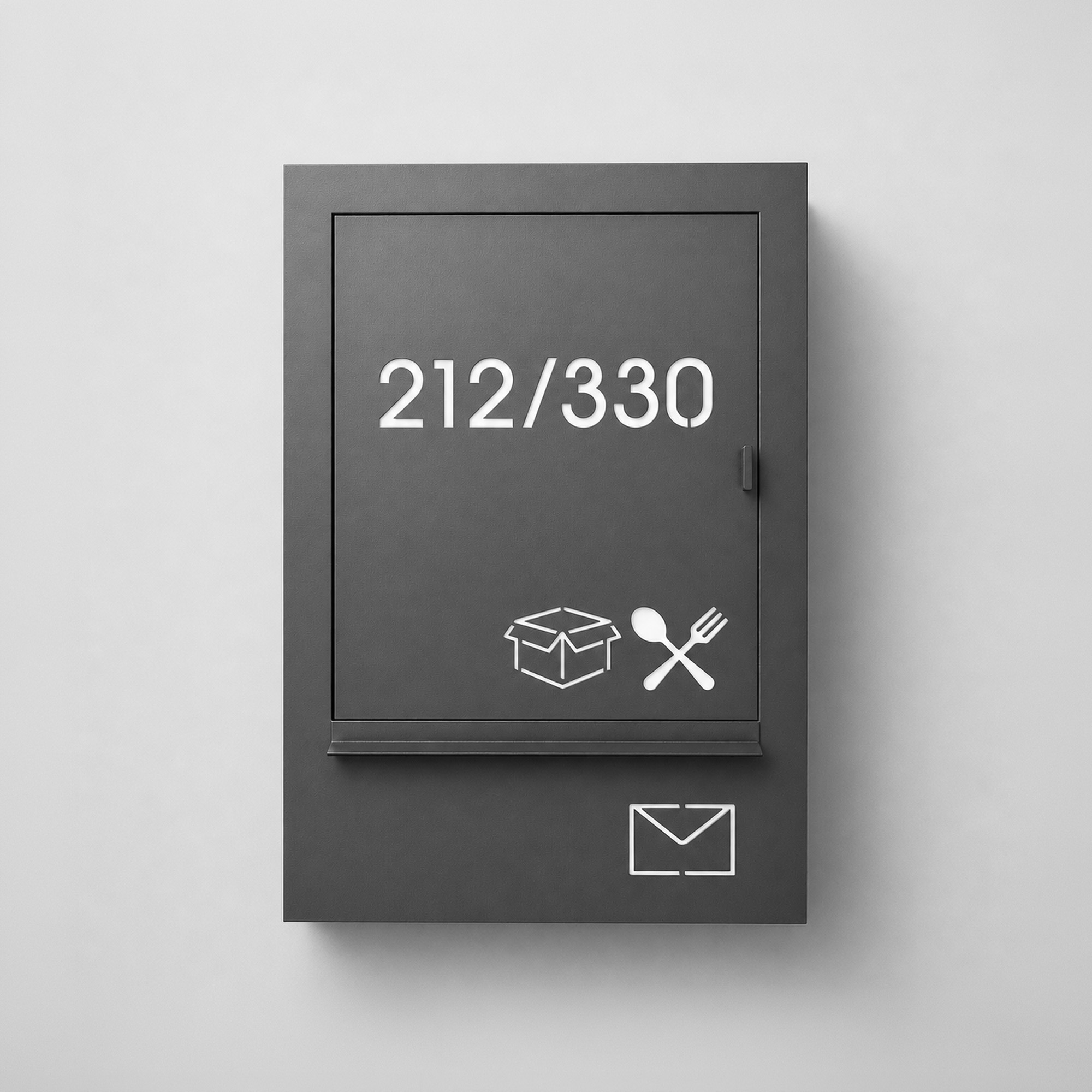 ตู้พัสดุเล็ก Drop Box Mini 4 Open Back ดำเข้ม icon พัสดุ+Food+จดหมาย เลขบ้าน 212/330 — บ้านเลขที่ 7