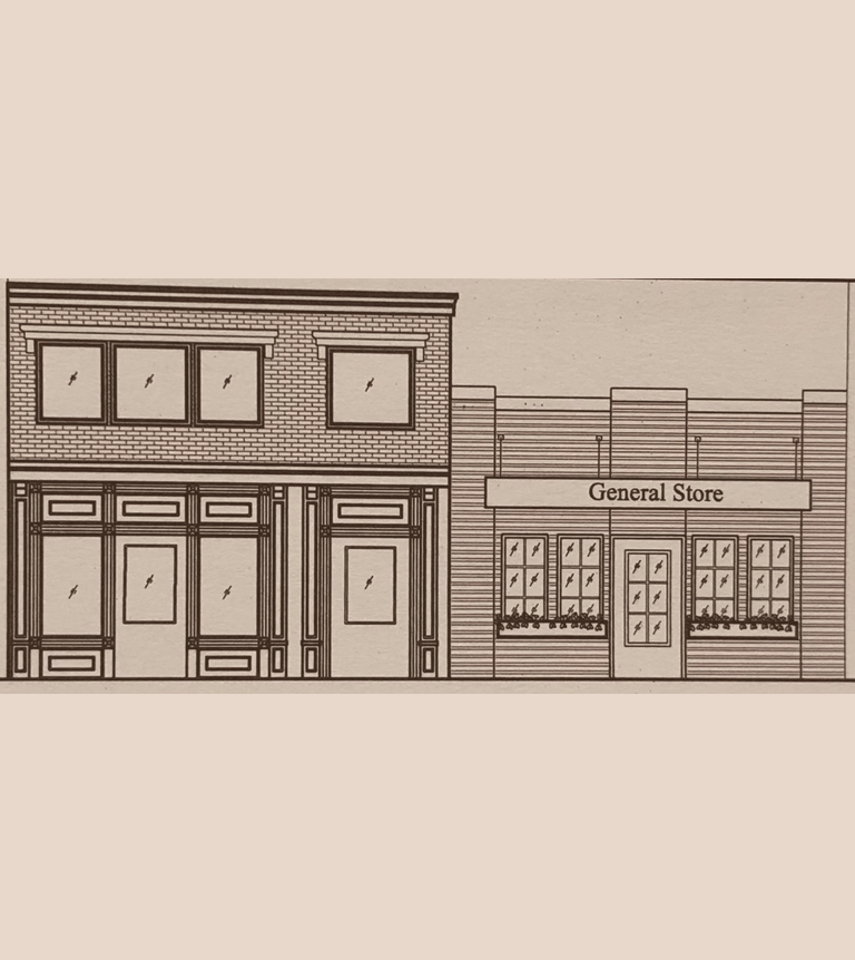 Architectural drawing of memory care storefronts