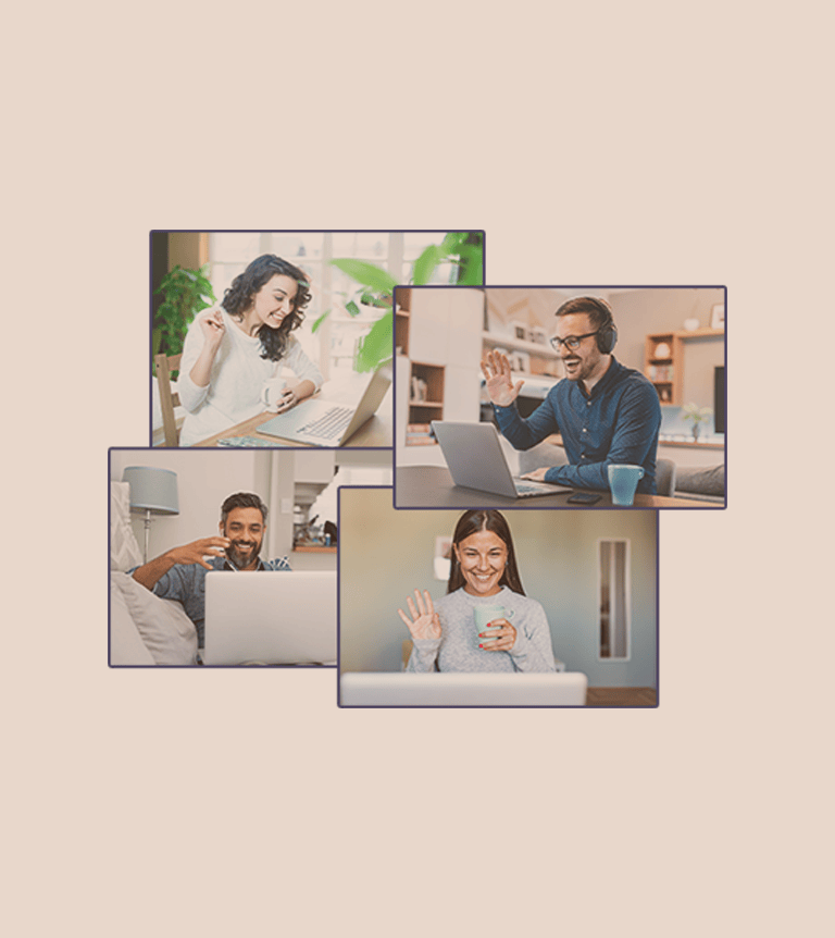 Collage of people taking part in video conversations