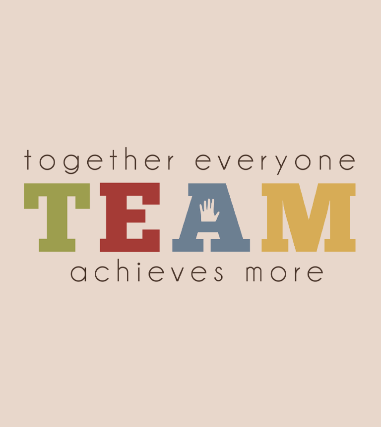 Graphic reading “Together everyone achieves more”