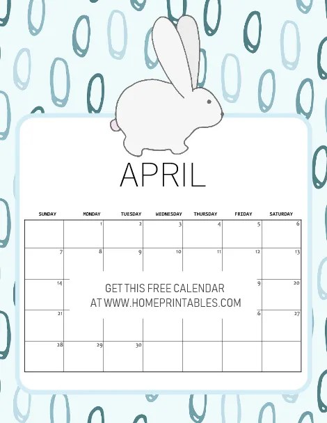 Free Printable April 2019 Calendar: 15 Lovely Styles! - Home Printables