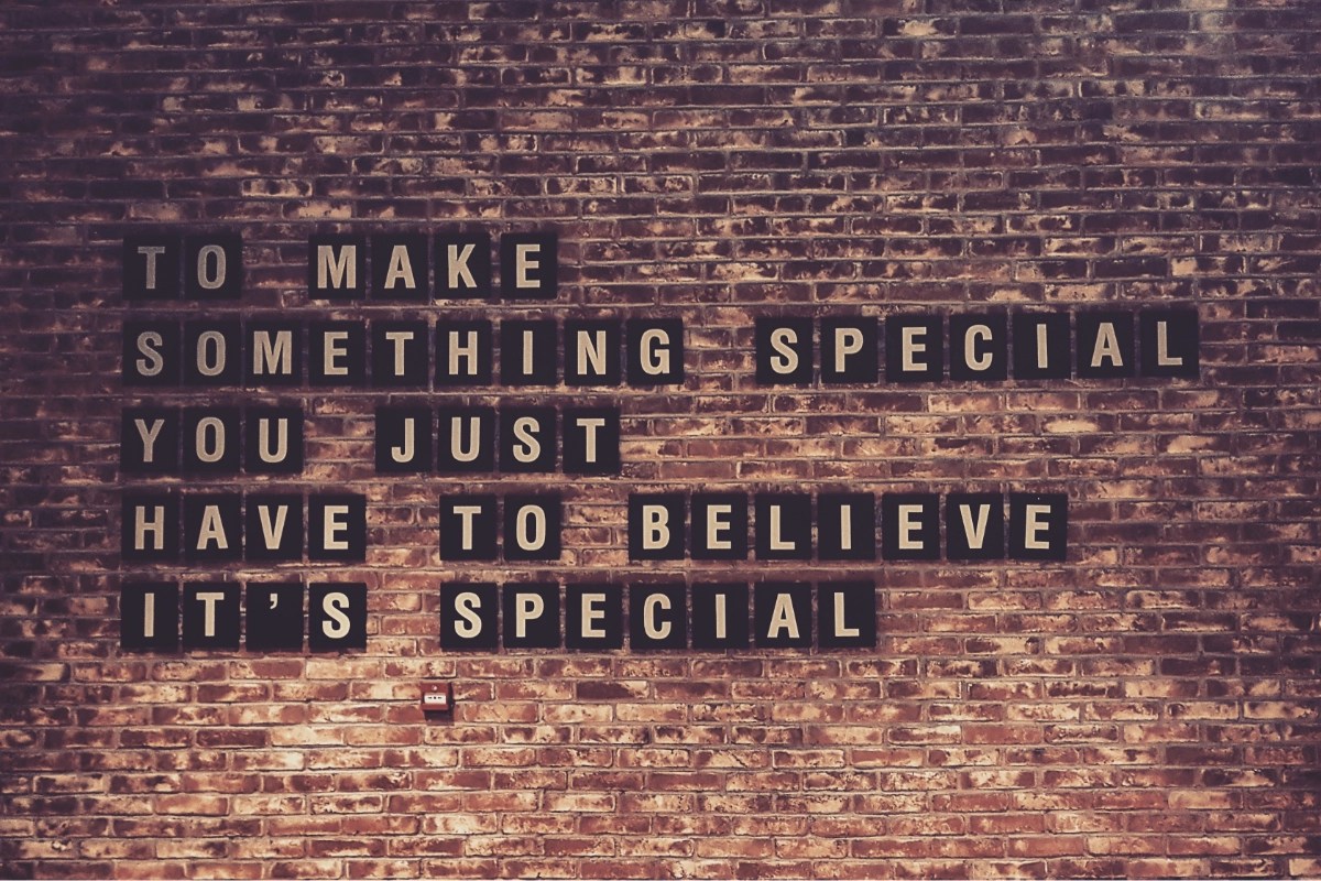 affirmation on a brick wall