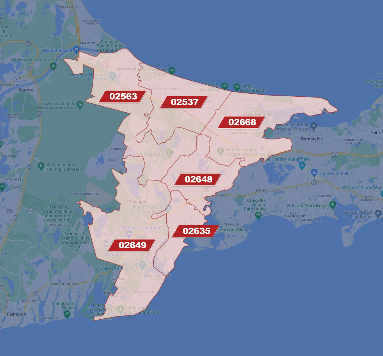 Cape Cod MA Zip Code Map Erin Terkelsen Local Realtor Cape Cod MA Zip Code Map 