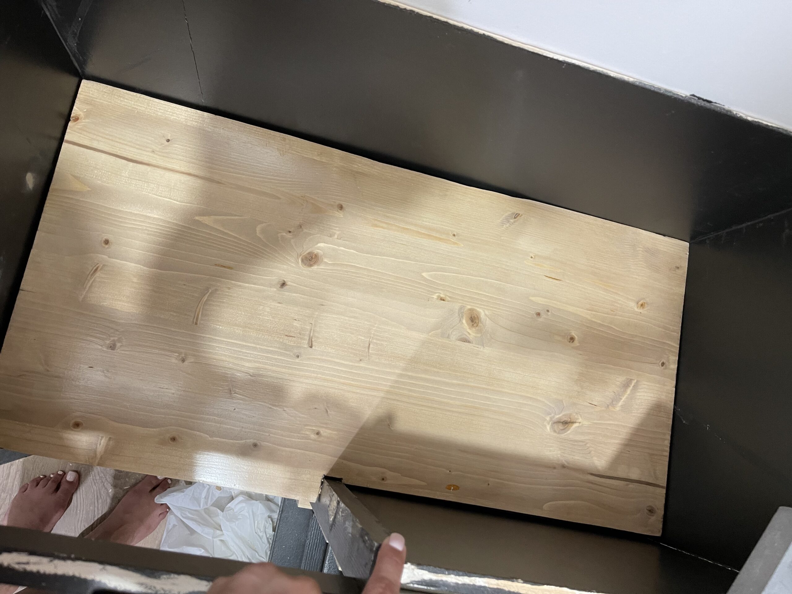 top view side shelves DIY pantry