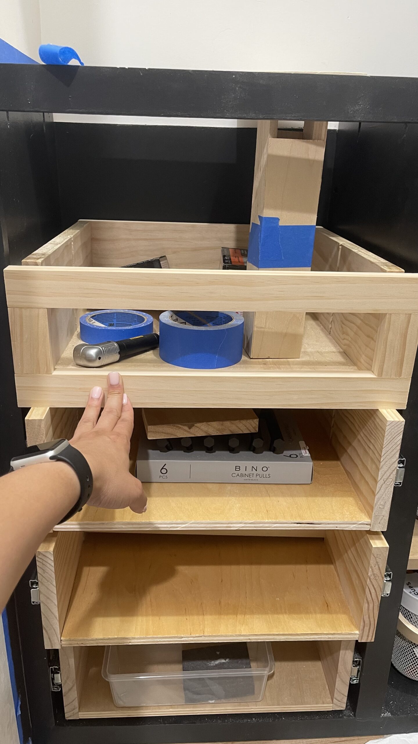 assembled front drawer frame