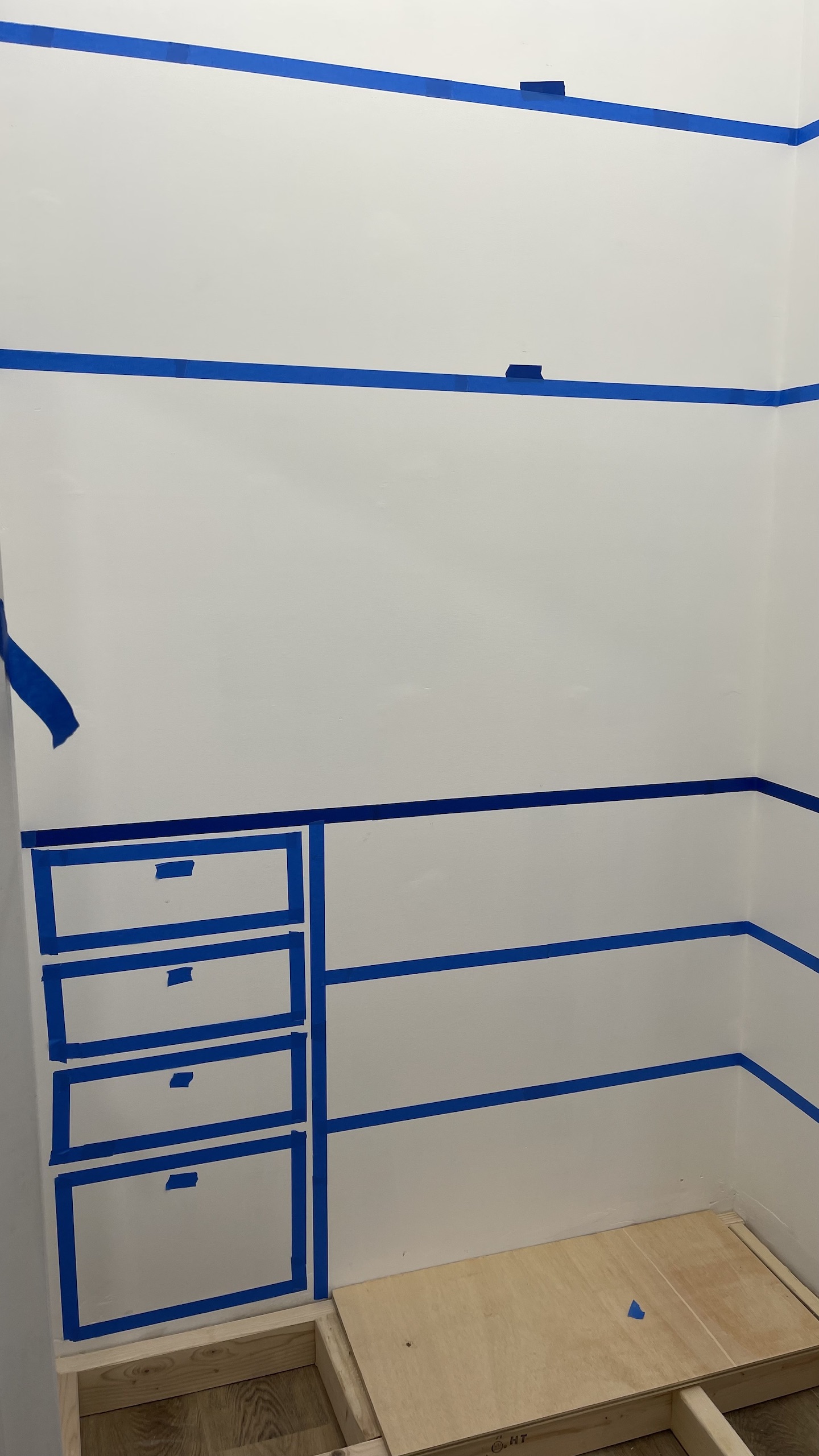 pantry traced out with painters tape