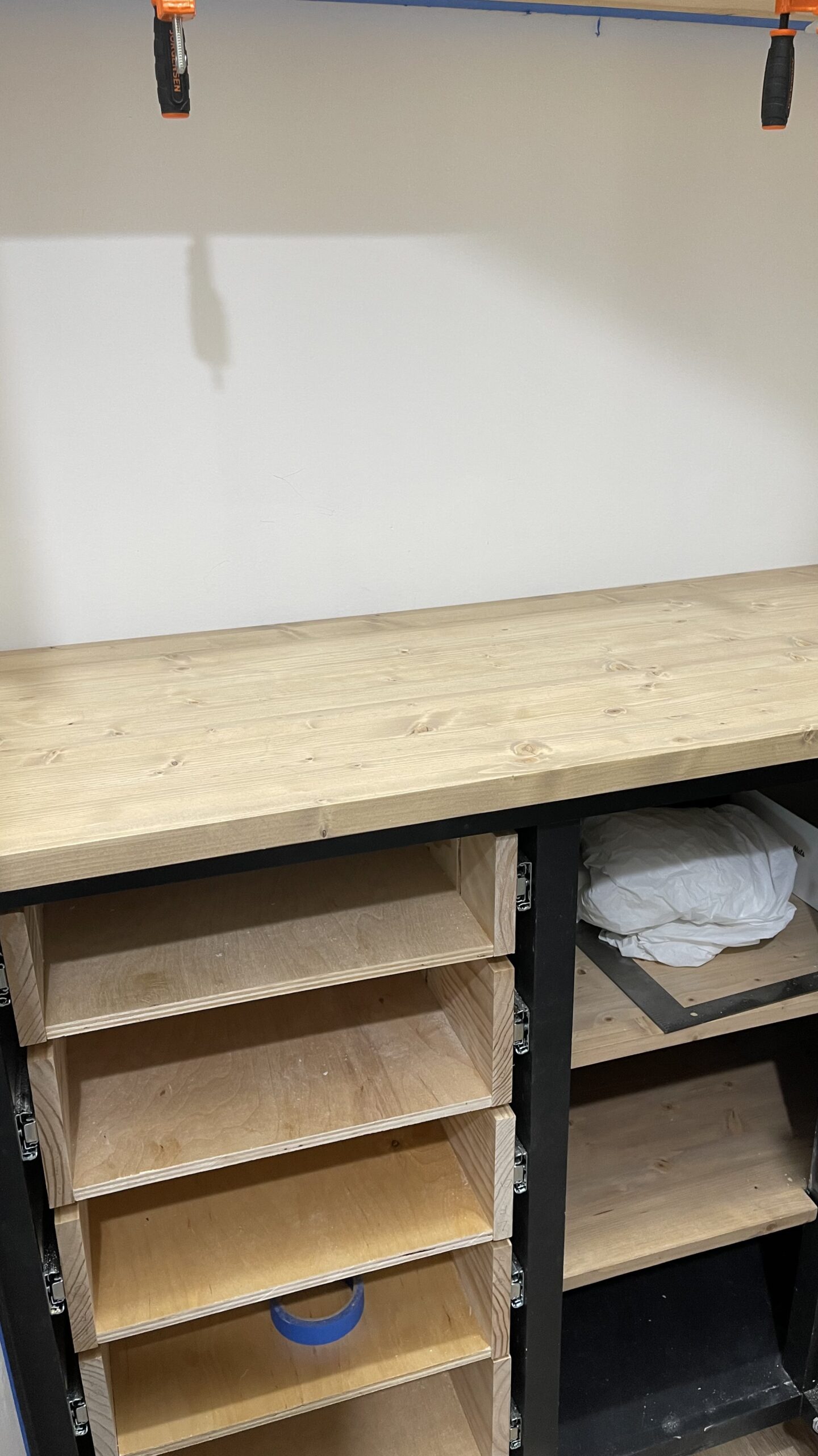 stained counter top DIY pantry
