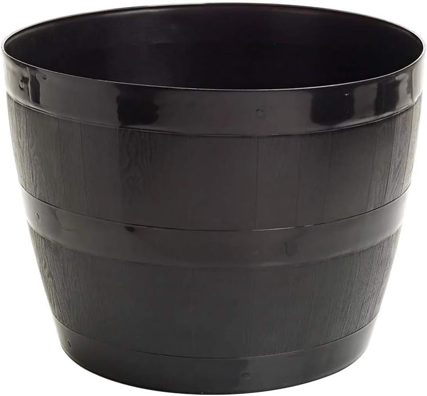 Whisky Barrel Wood Grain Effect Outdoor Plastic Garden Planter Pot