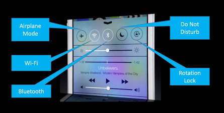 Control Center in iOS 7 Swipe Up from the bottom of iOS7