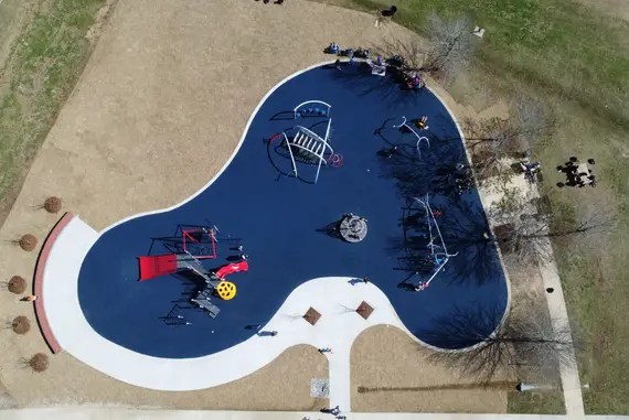 Full community playground renovation from our construction portfolio, Louisiana, showcasing total demolition, paving, and landscaping coordination.