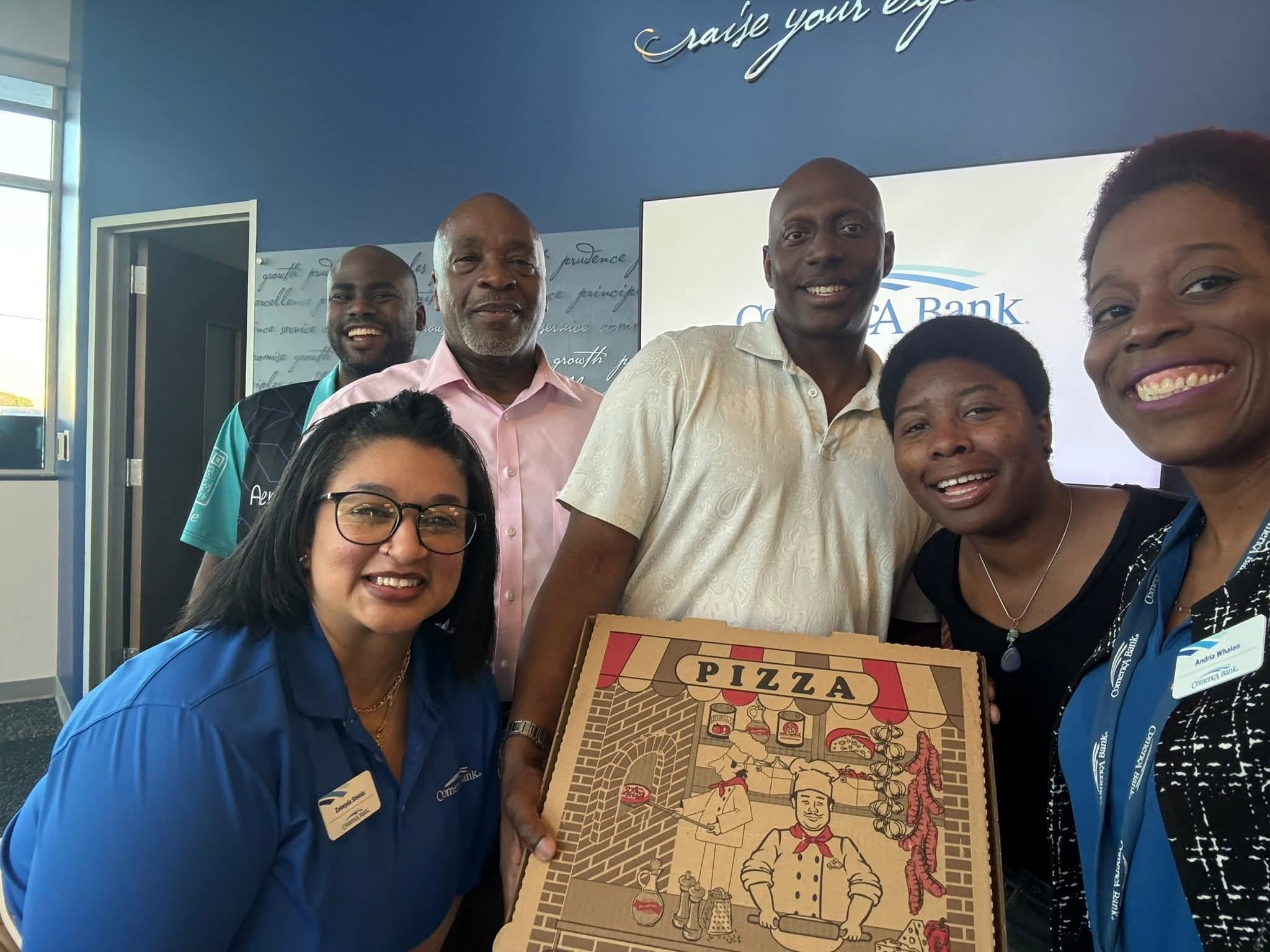 Aerias Hurd at Comerica Bank's party