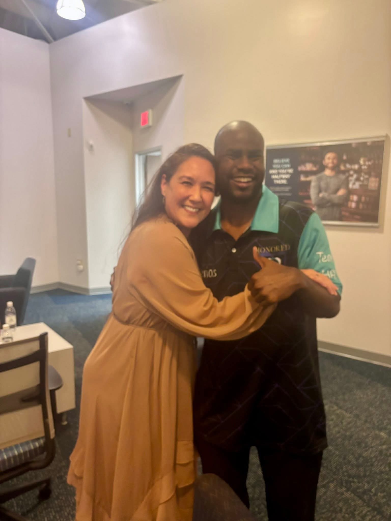 Aerias Hurd at Comerica Bank's party