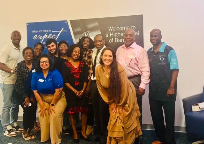 Aerias Hurd at Comerica Bank's party