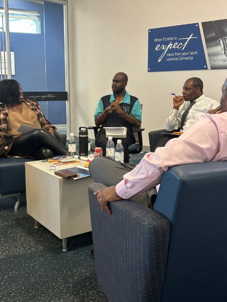 Aerias Hurd at Comerica Bank's party