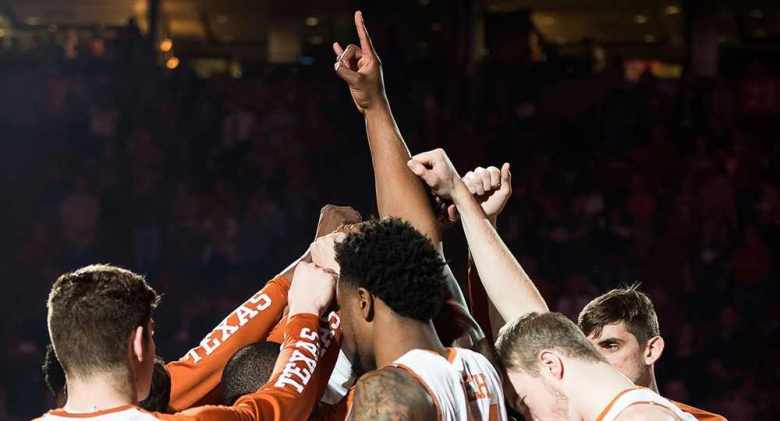 The Texas men's basketball team rode a 22-0 run in the second half to rally for a TKTK win over No. 3 Oklahoma at the Frank Erwin Center (photo courtesy of texassports.com).