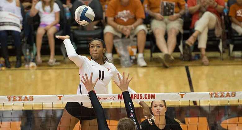 A year after reaching the NCAA championship game, Chiaka Ogbogu and the Texas Longhorns have been picked second in the AVCA's national preseason poll (photo courtesy of texassports.com).