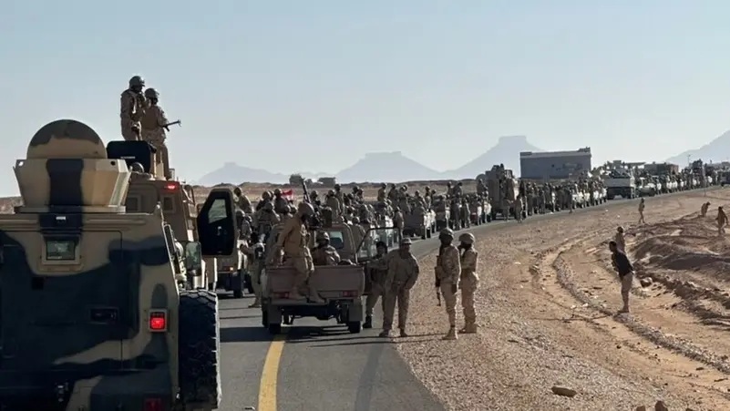 آليات عسكرية لدرع الوطن تتقدم في حضرموت باليمن