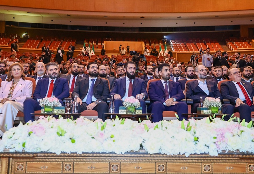 الحكومة السورية تطلق الحملة الوطنية لمكافحة المخدرات ومعالجة الإدمان تحت شعار "سوريا دون مخدرات" في قصر المؤتمرات بدمشق بحضور الرئيس أحمد الشرع