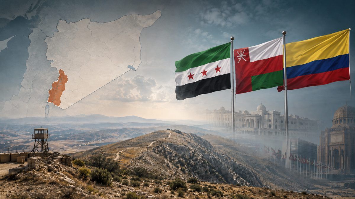 الجولان السوري المحتل – صورة تعبيرية تُظهر أعلام سوريا وعُمان وكولومبيا في سياق تصاعد المواقف الرافضة لقرار بوغوتا