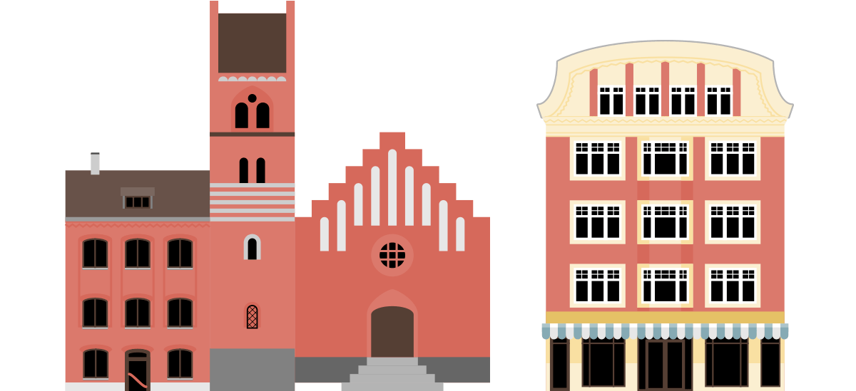 Illustration af Skt. Josef Kirke og Matas