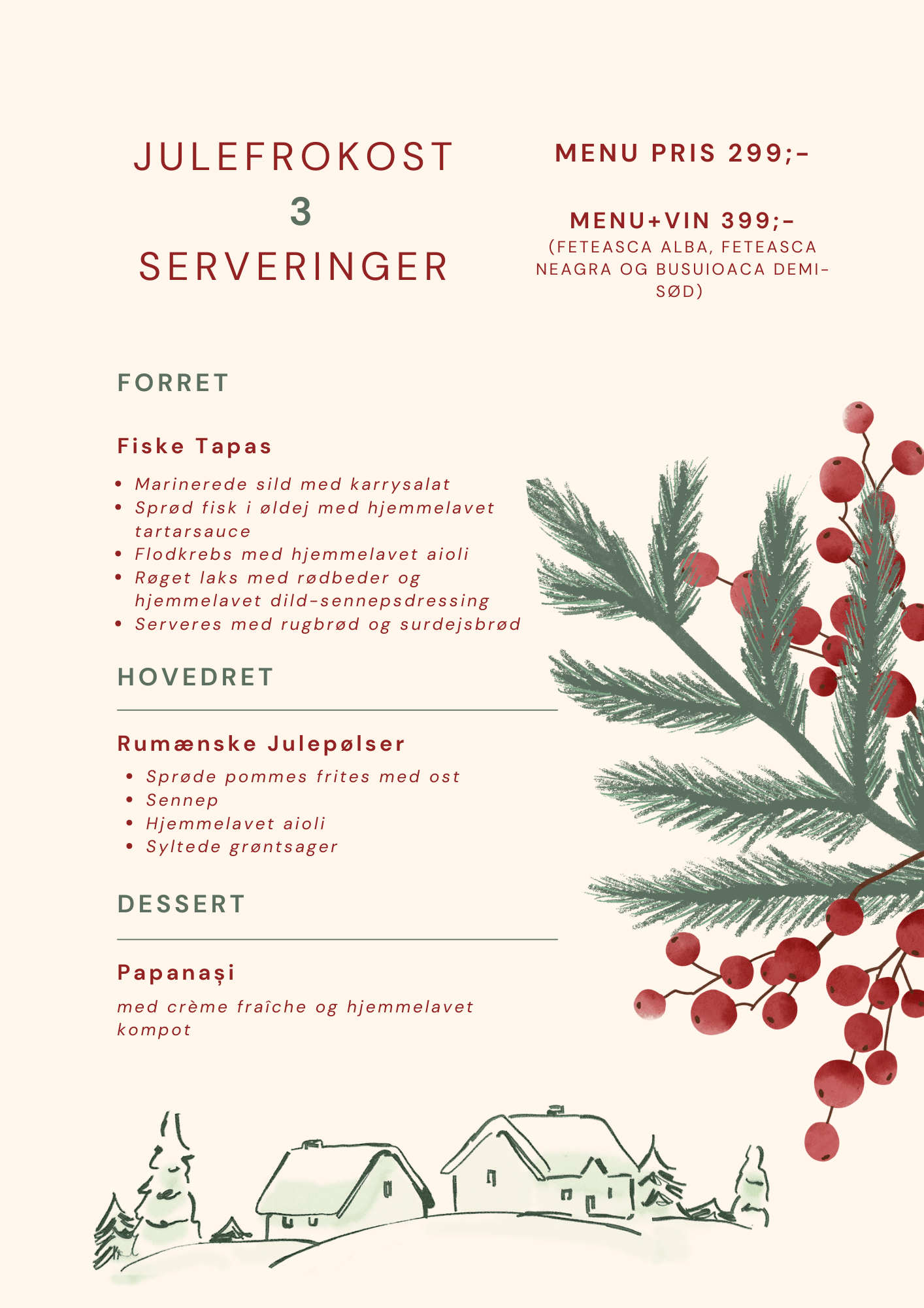 Julefrokost (3 serveringer) min 4 pers.
