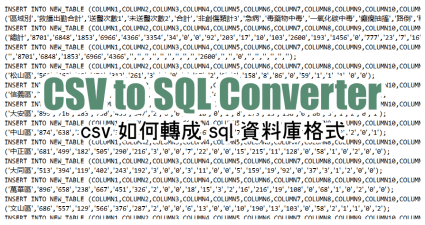 限時免費 CSV to SQL Converter 2.0 轉換 csv 檔案格式成為資料庫 sql 格式