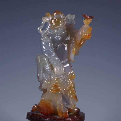C. 1912-1949 民国 玛瑙立体镂空圆雕钟馗人物摆件 - 图片 2