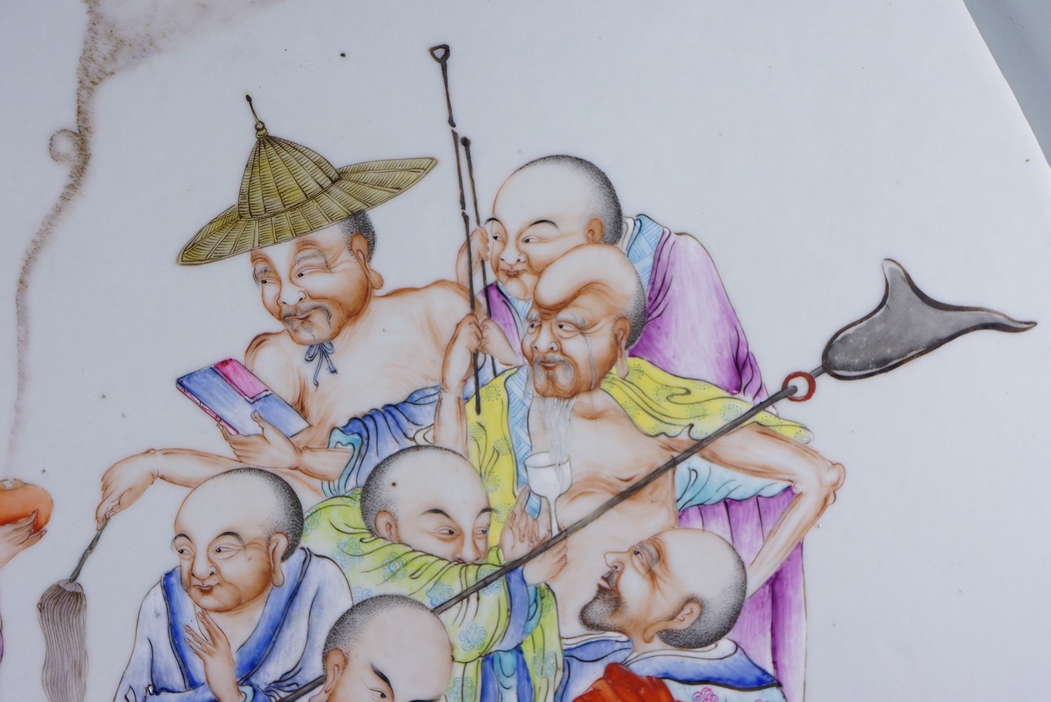 C. 1875-1908 清 光绪 粉彩十八罗汉人物图瓷板