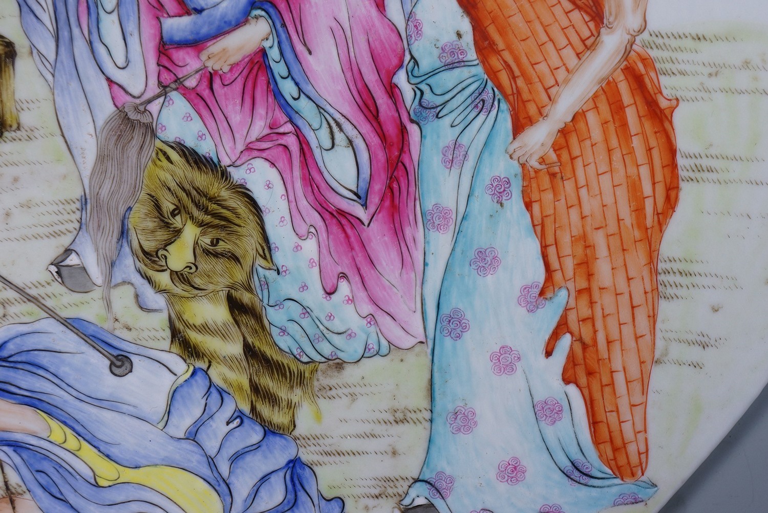 C. 1875-1908 清 光绪 粉彩十八罗汉人物图瓷板