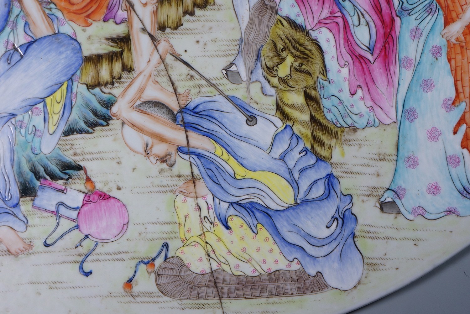 C. 1875-1908 清 光绪 粉彩十八罗汉人物图瓷板