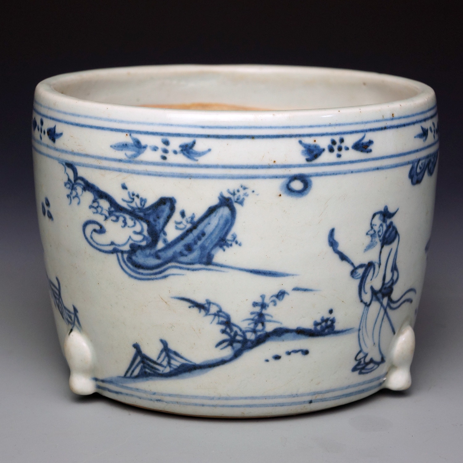 明弘治 青花携琴访友人物故事图香炉 ©️Hou Mengwei