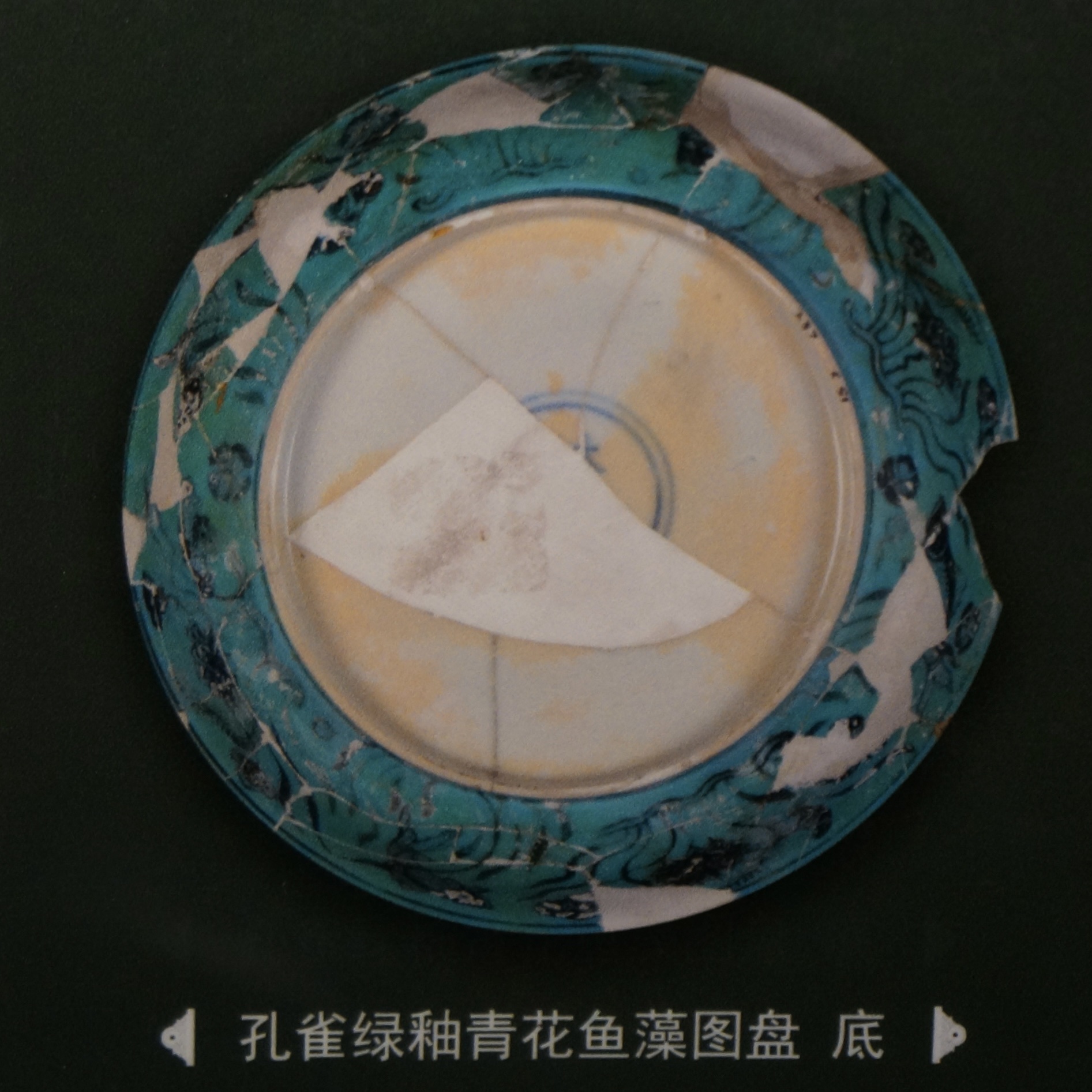 C. 1465-1487 明成化孔雀绿釉青花鱼藻图盘- Hou のDigital Space