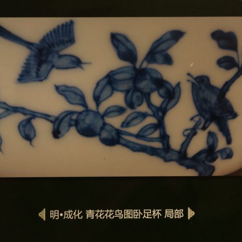 明 成化（1465-1487)青花花鸟图卧足杯 ©️Hou Mengwei