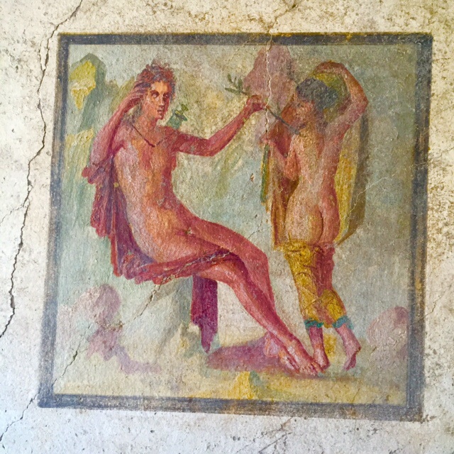 A fresco in one of the houses.