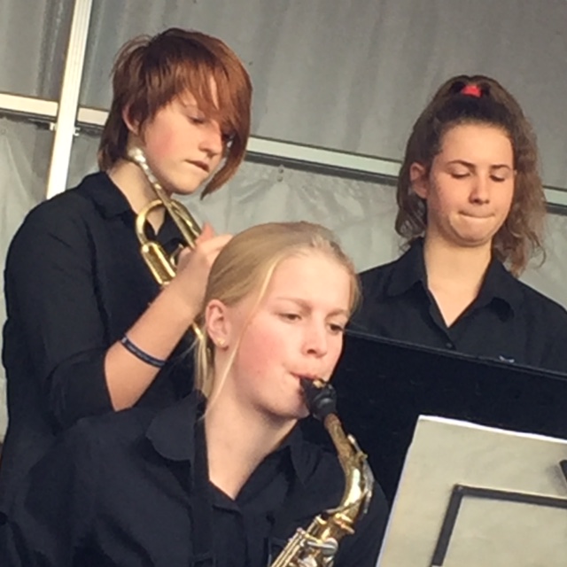 Watching the eldest perform.