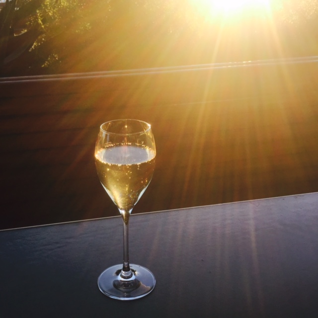 A glass of sparkling Chandon in the late afternoon sun at Barangaroo House