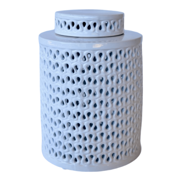 TALL WHITE CUT OUT ROUND JAR