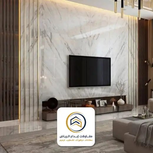 بديل الرخام مع الخشب حي الندى