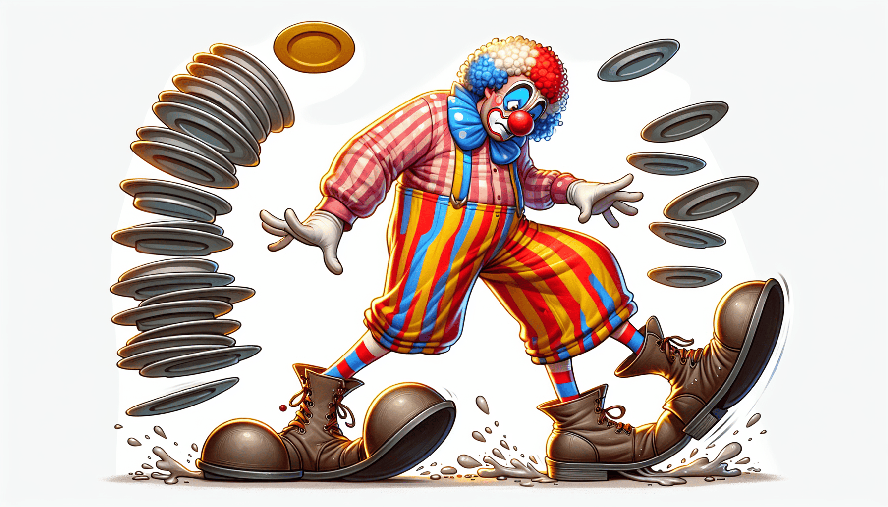 How does one come up with a funny verse about a clumsy clown?