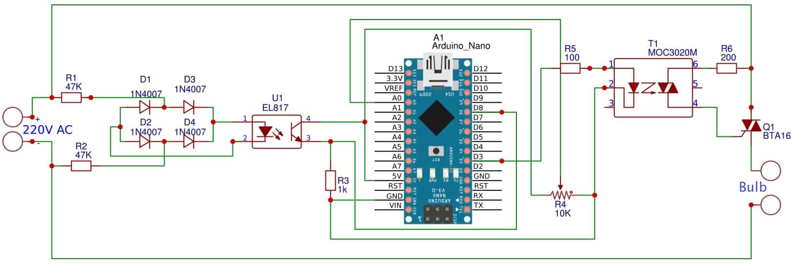 220v Ac Light Fan Dimmer Using Triac Arduino